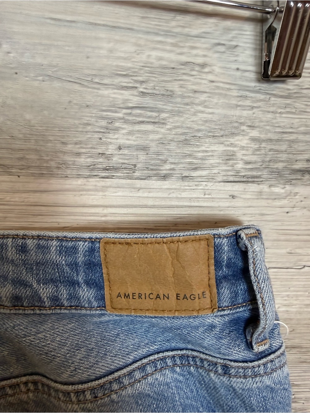 American Eagle 100% Cotton High Waisted Flare Jeans Light Wash 12 Regular - Picture 6 of 9